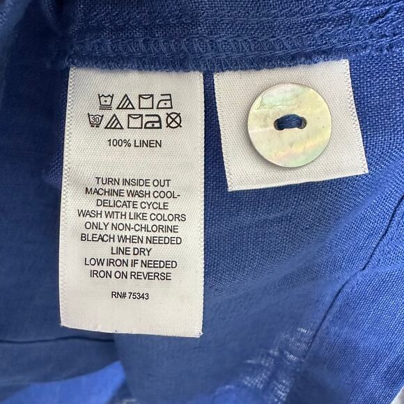 NWT Rachel Zoe 100% Linen Vibrant Blue Button-Up Shirt – Size M - Picture 6 of 9